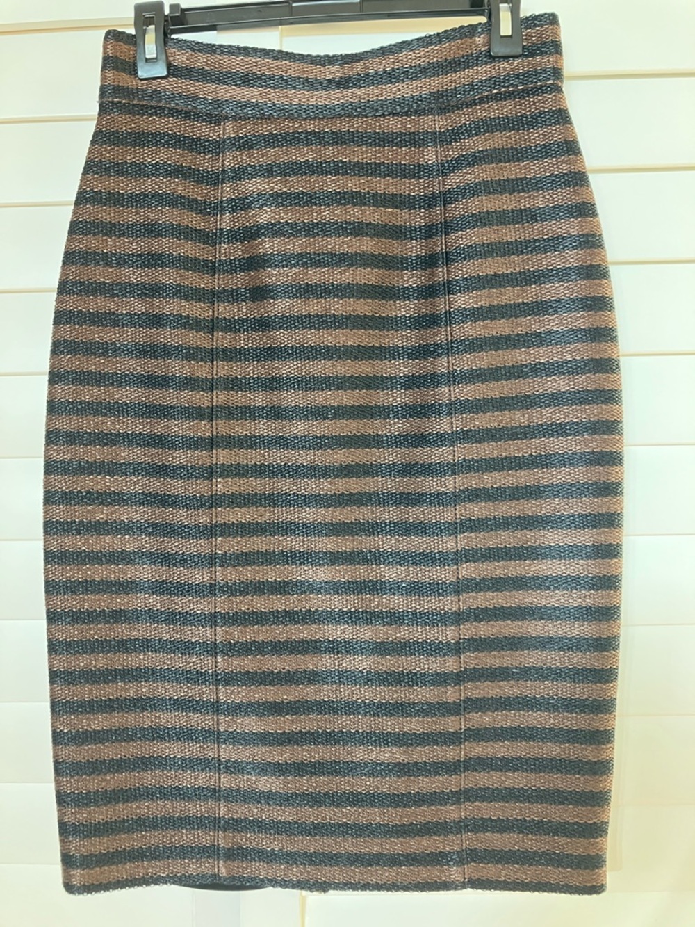 Burberry Brown and Black Striped Pencil Skirt
